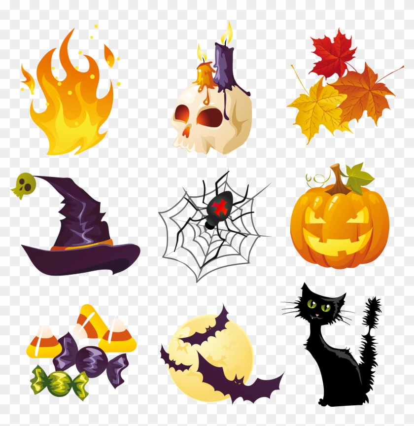 Halloween Pictures Collection Clipart - Halloween Icon Set Large Mug #830707