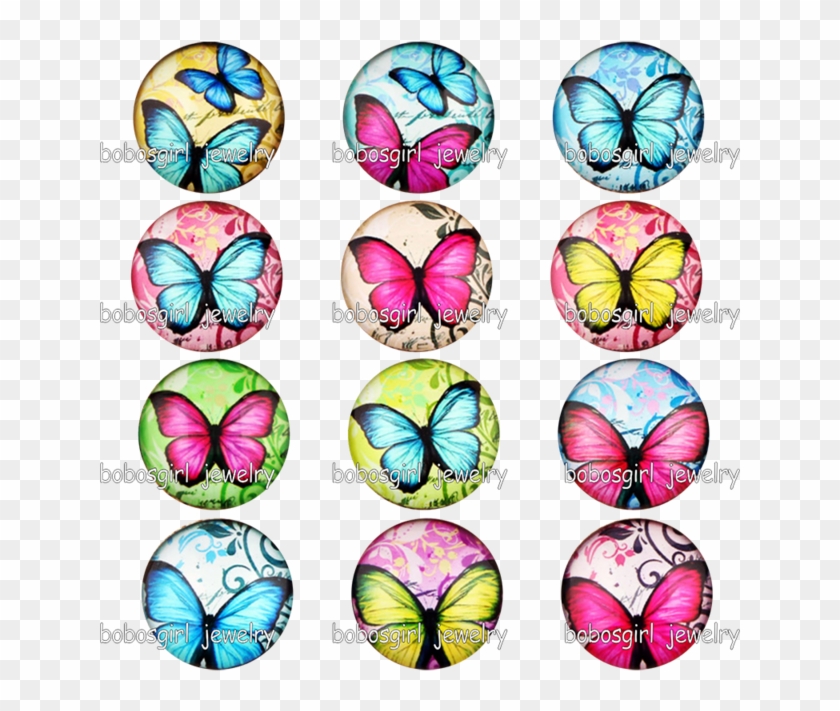 Butterfly Glass Snap Button Charm Popper For Snap Jewelry - Papilio #830890