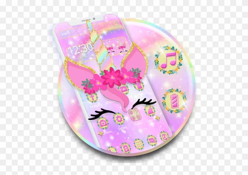 Rainbow Flower Unicorn Theme Icon - Circle #830905