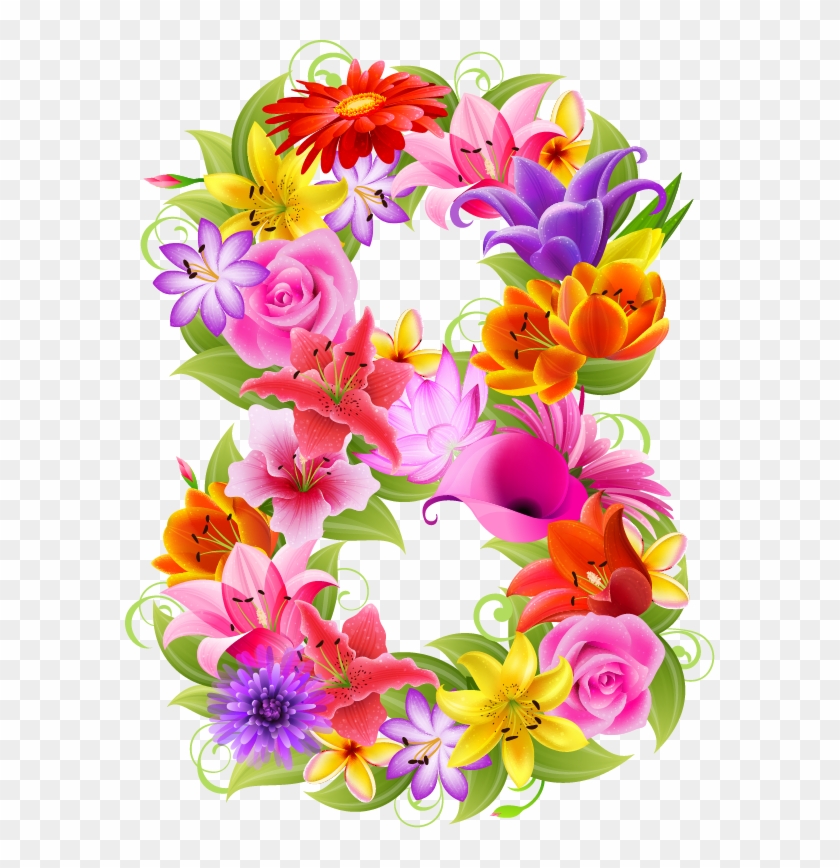 Flores De Pintura, Flores Na Arte, Números De Aniversário, - Number 8 Flowers Clipart #830965