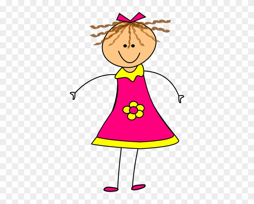 Pink Little Girl Clipart - Clip Art Of Happy Girl #831070