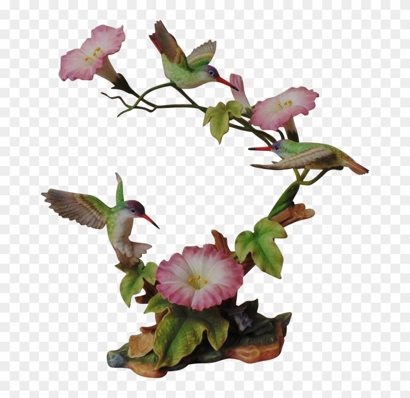 Maruri Bisque Porcelain Hummingbird Morning Glory Flowers - Artificial Flower #831819