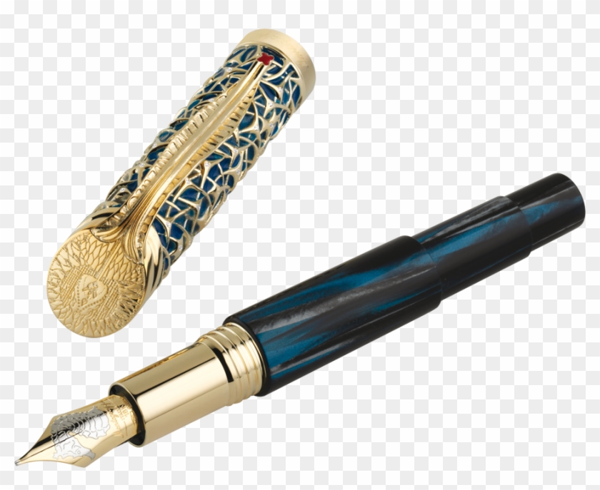 Montegrappa Brain Fountain, 18k Solid Gold & Diamonds - Calligraphy #831844