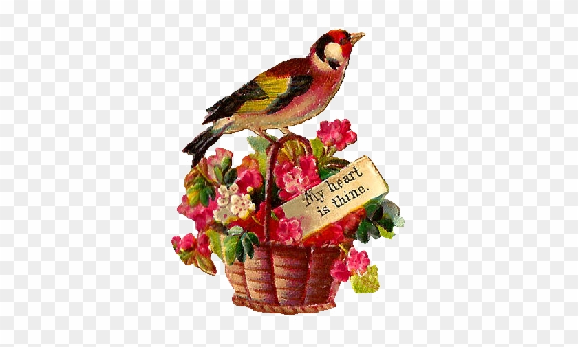 Flower Basket Clip Art - Basket Flowers Bird #831849