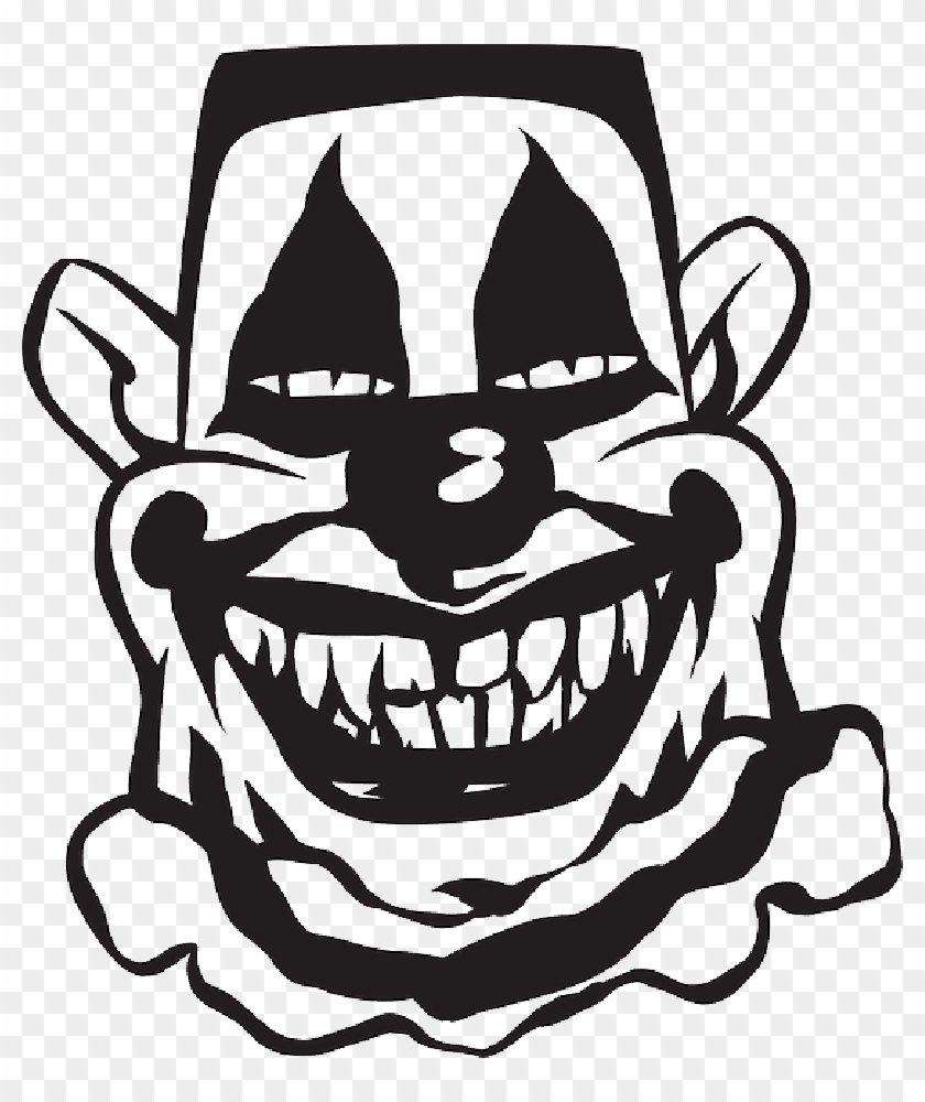 Creepy Smile Cliparts - Scary Clown Clipart Black And White #831995