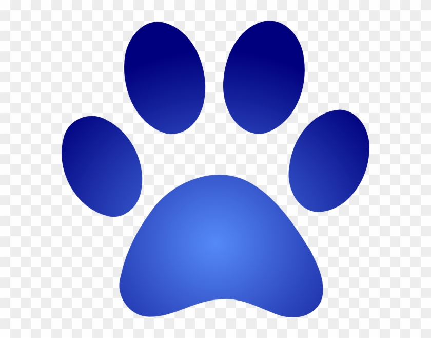 Blue Paw, With Gradient Clip, At Clker - Blue Paw Print Transparent Background #832260