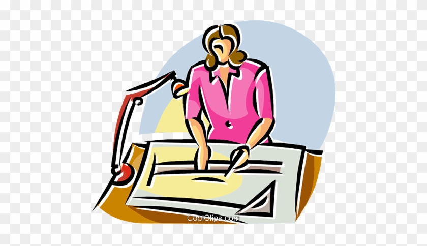 Architect Working On A Drafting Table Royalty Free - Architect Clipart Png #832411