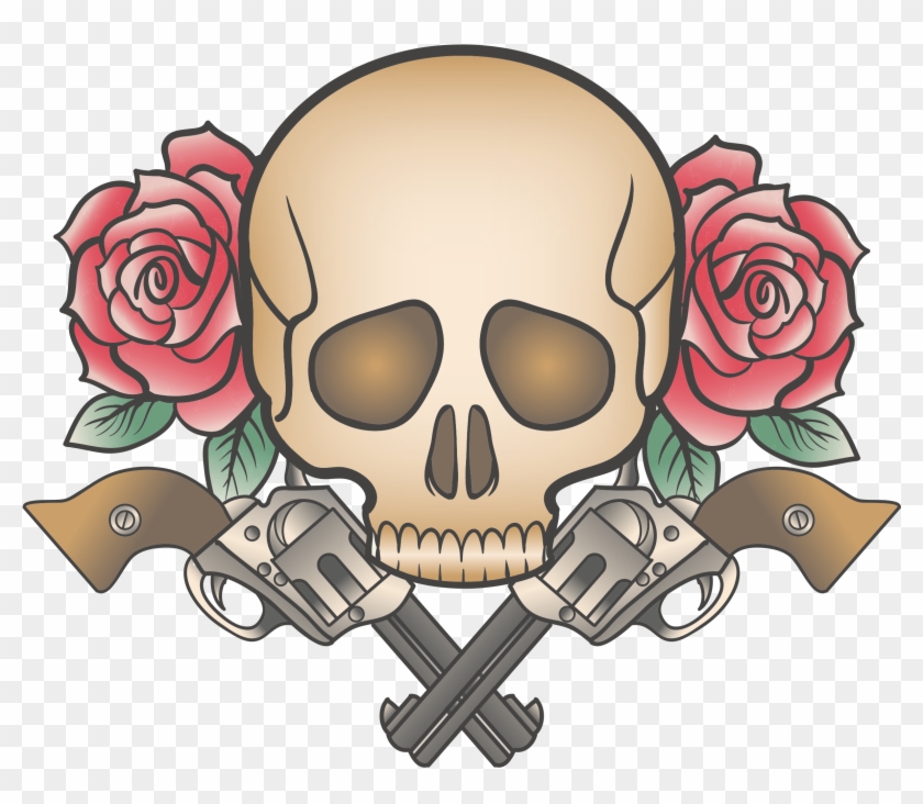 Tattoorosesgun T-shirt - Skull Guns And Roses 5'x7'area Rug #832418