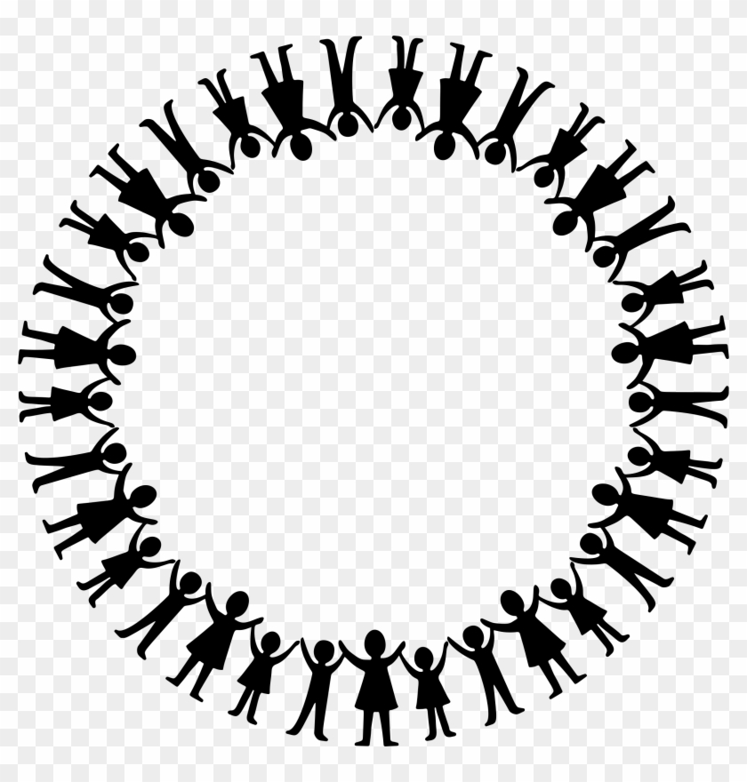 Children Holding Up Arms Circle 2 - Humanity Clipart Black And White #832941