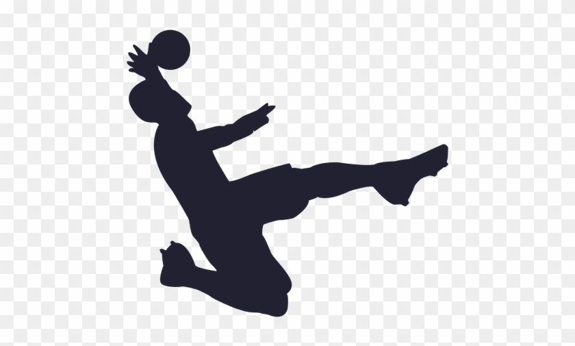 Soccer Player Goalkeeper Silhouette - Soccer Player Jumping Ball Png #833142
