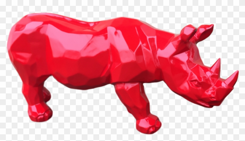 Statue Sculpture Rhinoceros Ultra Lisse Brillant Colori - Statue Rhinocéros #833355