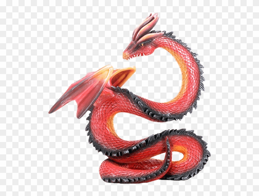 Dragon Statue Figurine Sculpture Fantasy - 10.5 Inch Red Orange And Black Chinese Themed Dragon #833397