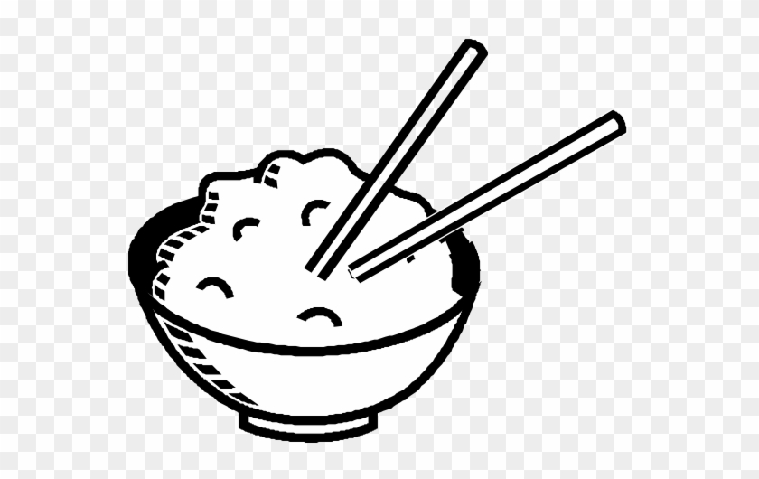 Bowl Of Rice Black White Line Art 555px - Bowl Of Rice Clip Art #833916