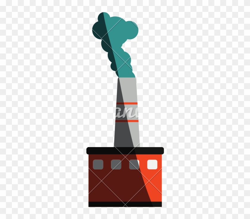 Factory With Smoke And Shadows Vector Icon Illustration - Vector Graphics #834005