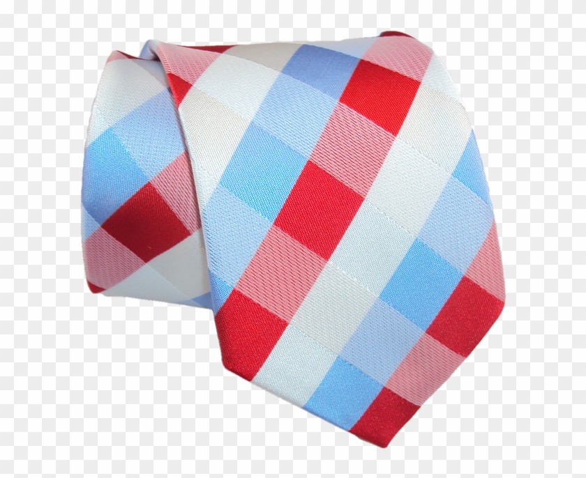 Red, Blue And White Plaid Tie - White #834076