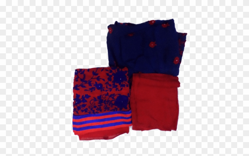 Red With Blue Kadai Phulkari Suit - Wool #834151