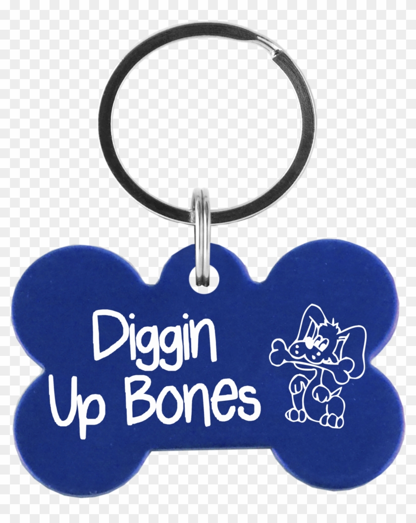 Blue Bone Shaped Anodized Aluminum Key Chain With Laser - Engraving #834691