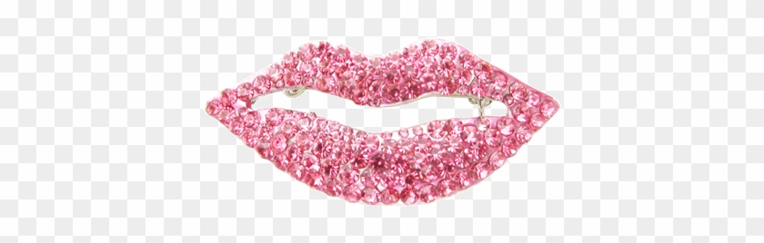 Anthony David Brooch Pin With Swarovski Crystal - Pink Lips Transparent #834888