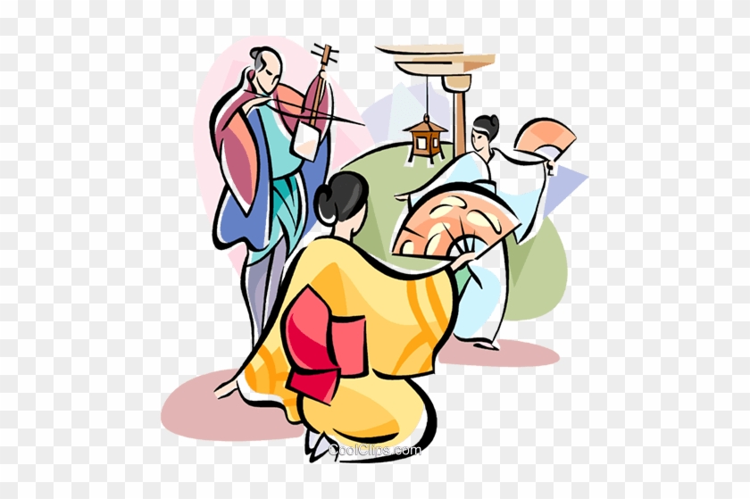 Japanese Dancing Royalty Free Vector Clip Art Illustration - 日本 舞踊 イラスト フリー #835504