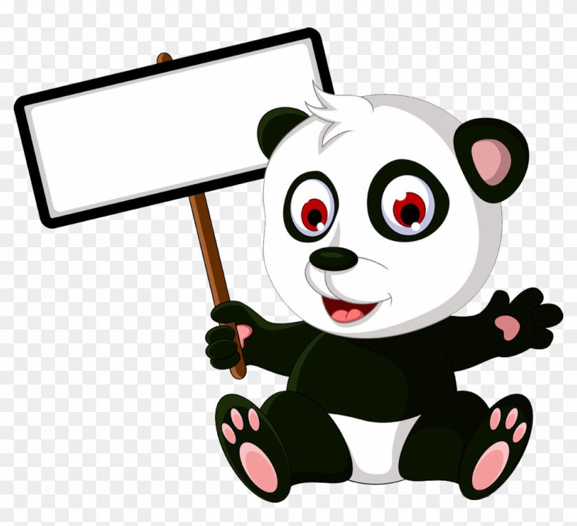 Giant Panda Baby Bears Cartoon - Panda Avec Pancarte #836030