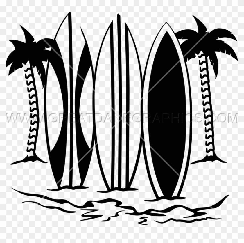 Drawn Surfboard Black And White - Surfboards Black And White #836623