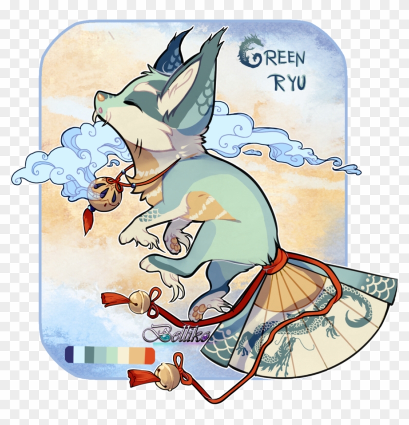 Green Ryu Foxfan // Auction // Closed By Belliko-art - Art #836888