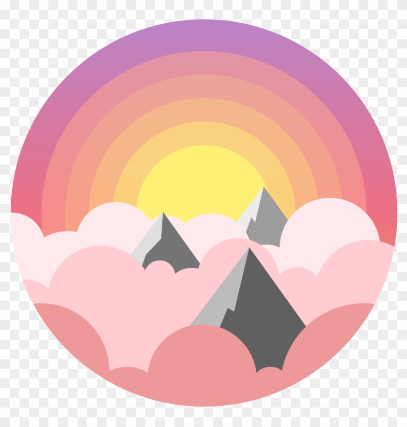 Vector Illustration Of The Tops Of Mountains Poking - Circle #837148