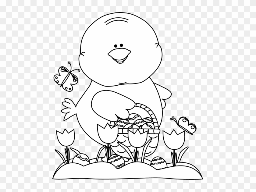 Best Black And White Chick On An Easter Egg Hunt With - Png Easter Black And White #837277