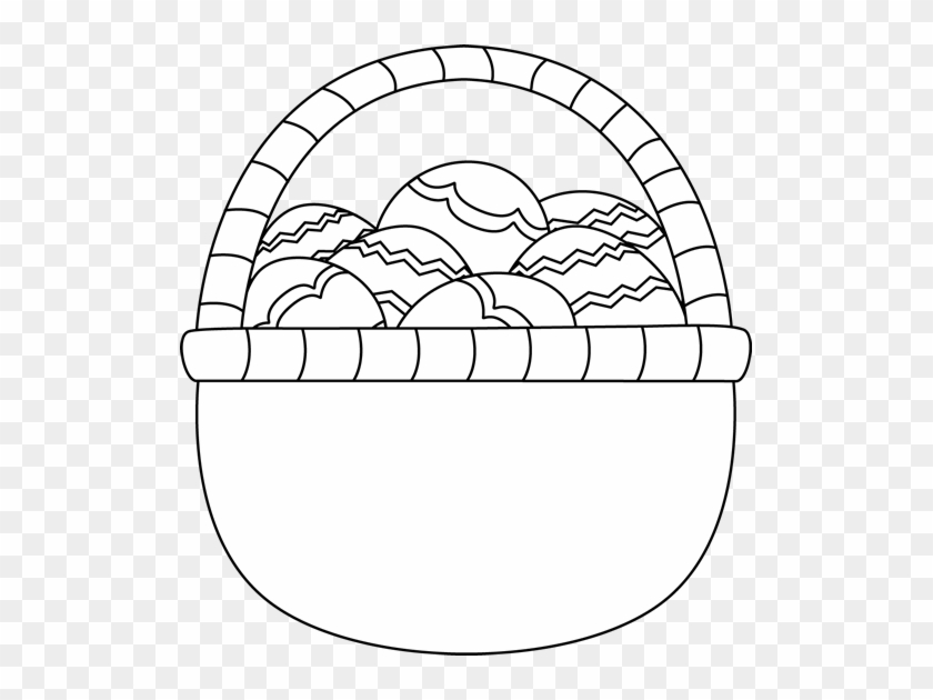 Blank Black And White Basket Of Easter Eggs - Black And White Easter Basket Clip Art #837295