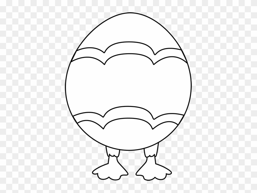 Black And White Easter Egg With Feet - Cartoon #837305