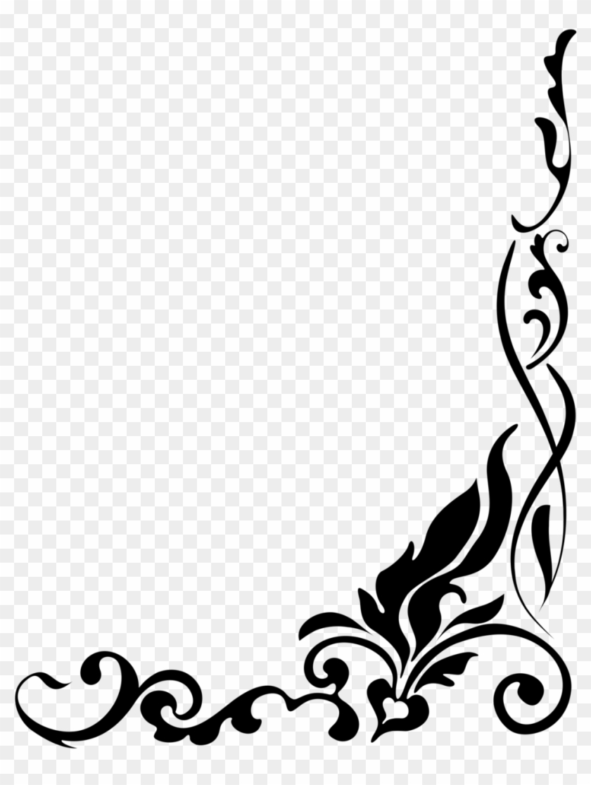 Border Art Nouveau Lyotta By Lyotta On Deviantart - Black And White Floral Border Png #837400