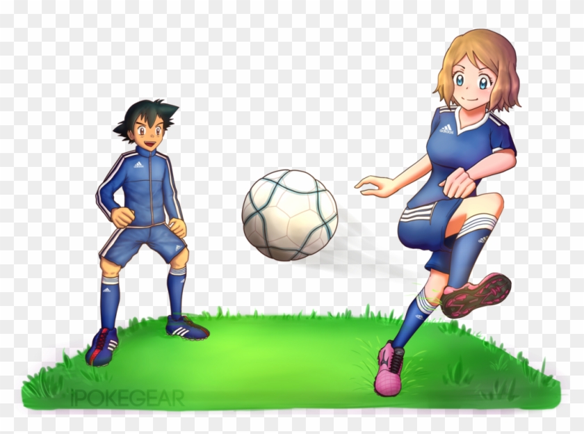 [comm] Serena And Ash Playing Soccer By Ipokegear - Ash Ketchum Playing Football #837424