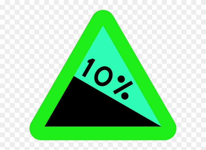 Road Sign Showing A Ten Percent Downward Slope Vector - Yield Sign #837549