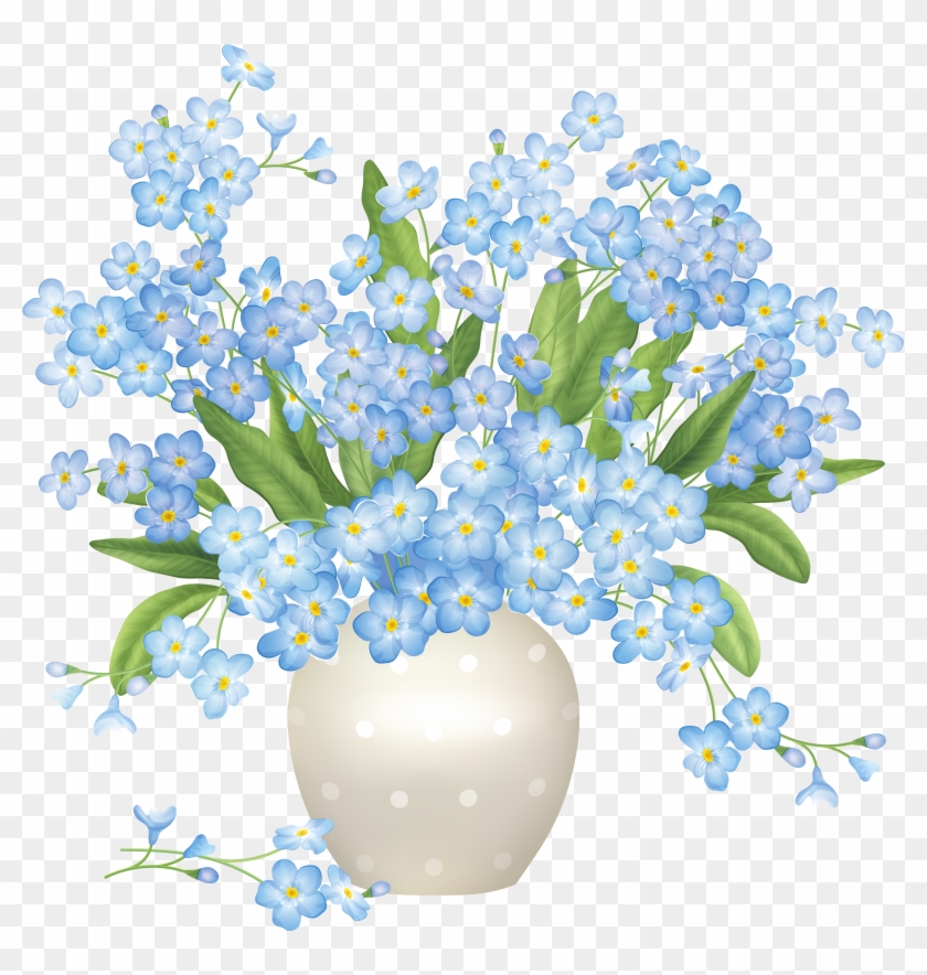 Blue Flower Clipart Transparent - Clipart Png Flowers Vase #837857