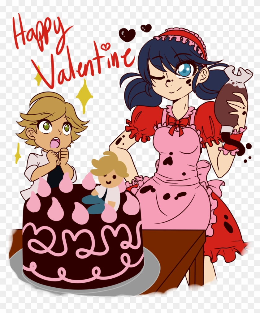 Adrien X Marinette Valentine Cake By Linamomoko - Marinette And Adrien Valentine's Day #838527