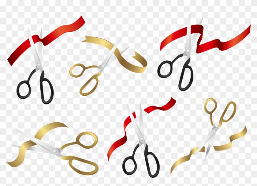 Scissors Opening Ceremony Ribbon - Ribbon Cutting Vector Png #838888