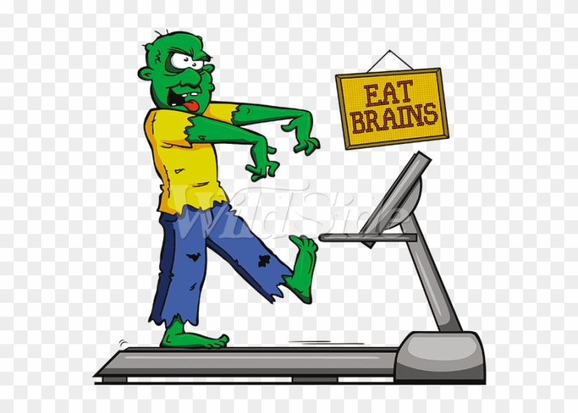 Zombie Treadmill Eat Brains - Cartoon #839267