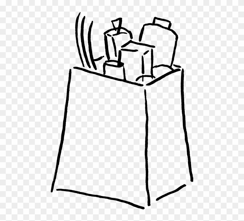 Grocery Store Clipart - Black And White Grocery Bag Clipart #839286