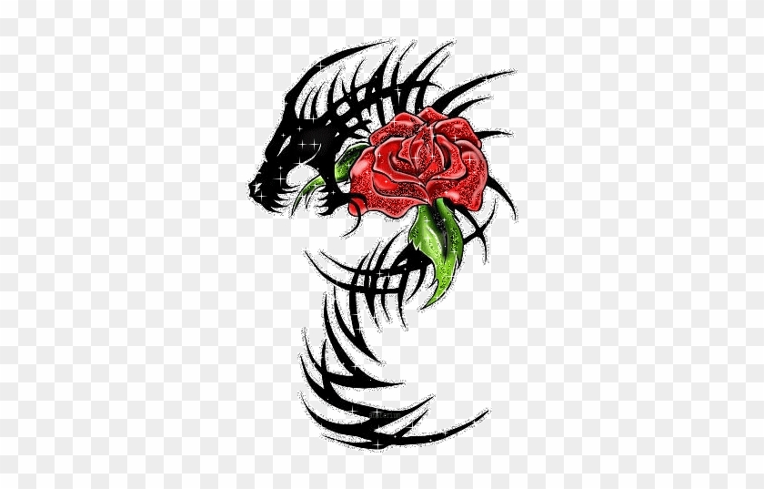 Black Dragon With Rosehttp - Dragon With Rose #839640