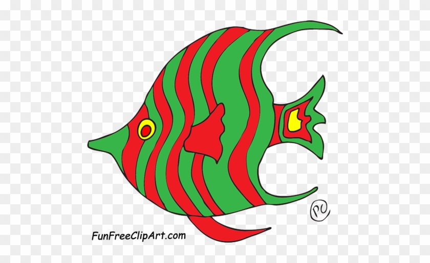 Fish Blue Green Red Clipart - Red And Green Fish Clipart #839984