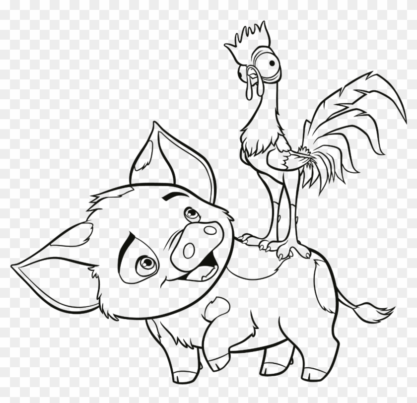 Enjoyable Moana Coloring Pages Printable Free New Baby - Pua And Hei Hei Coloring Page #840053