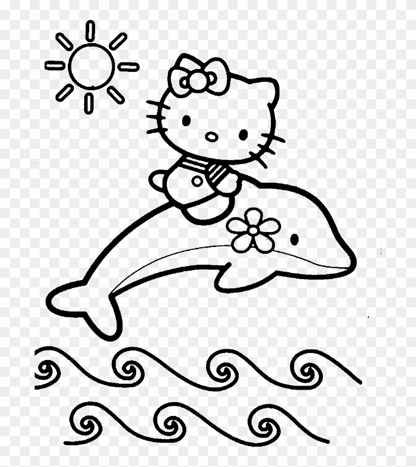 Hello Kitty Riding A Dolphin Coloring Pages - Baby Dolphin Coloring Pages #840058