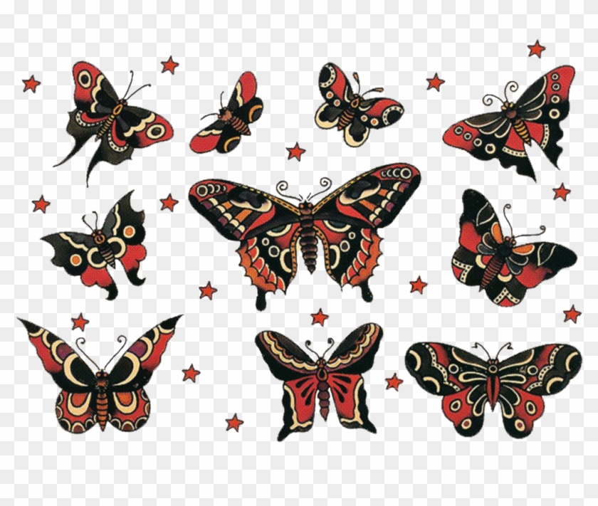 Image Result For Old School Traditional Butterfly Tattoo - Sailor Jerry Butterfly Tattoo #840102