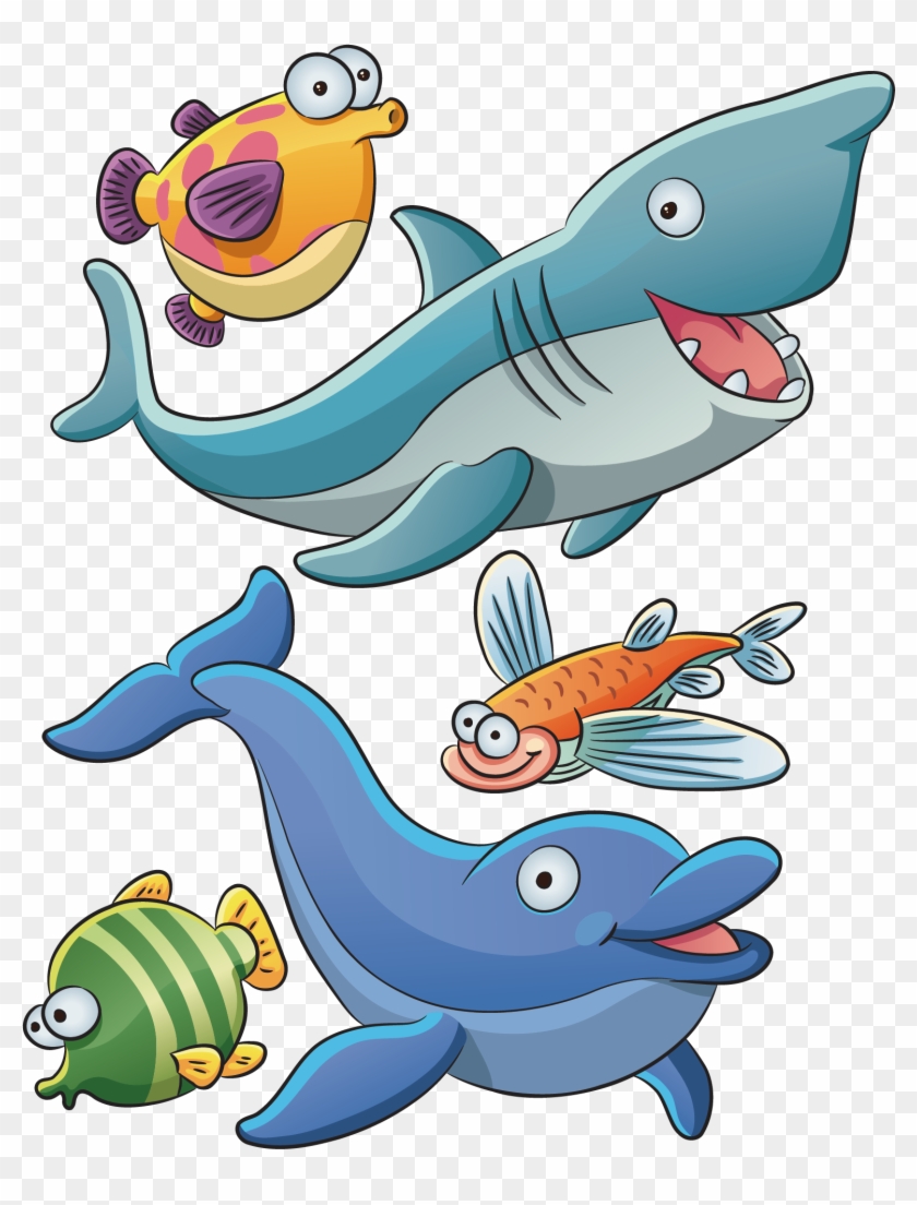 Aquatic Animal Cartoon Deep Sea Creature Clip Art - Cá Mập Hoạt Hình #840140