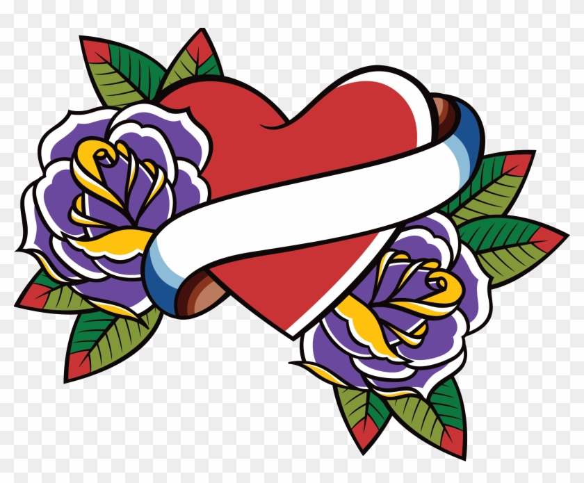 Old School Heart Swallow Tattoo Clip Art - Tattoo #840231