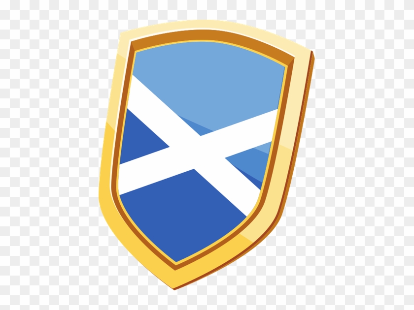 Golden Shield With Flag Of Scotland - Emblem #840311