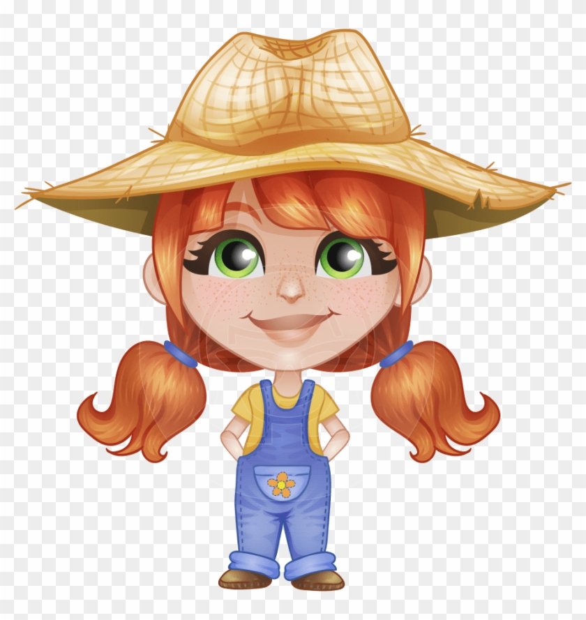 Mimi In Farmland - Girl Farmer Cartoon Characters - Free Transparent PNG  Clipart Images Download