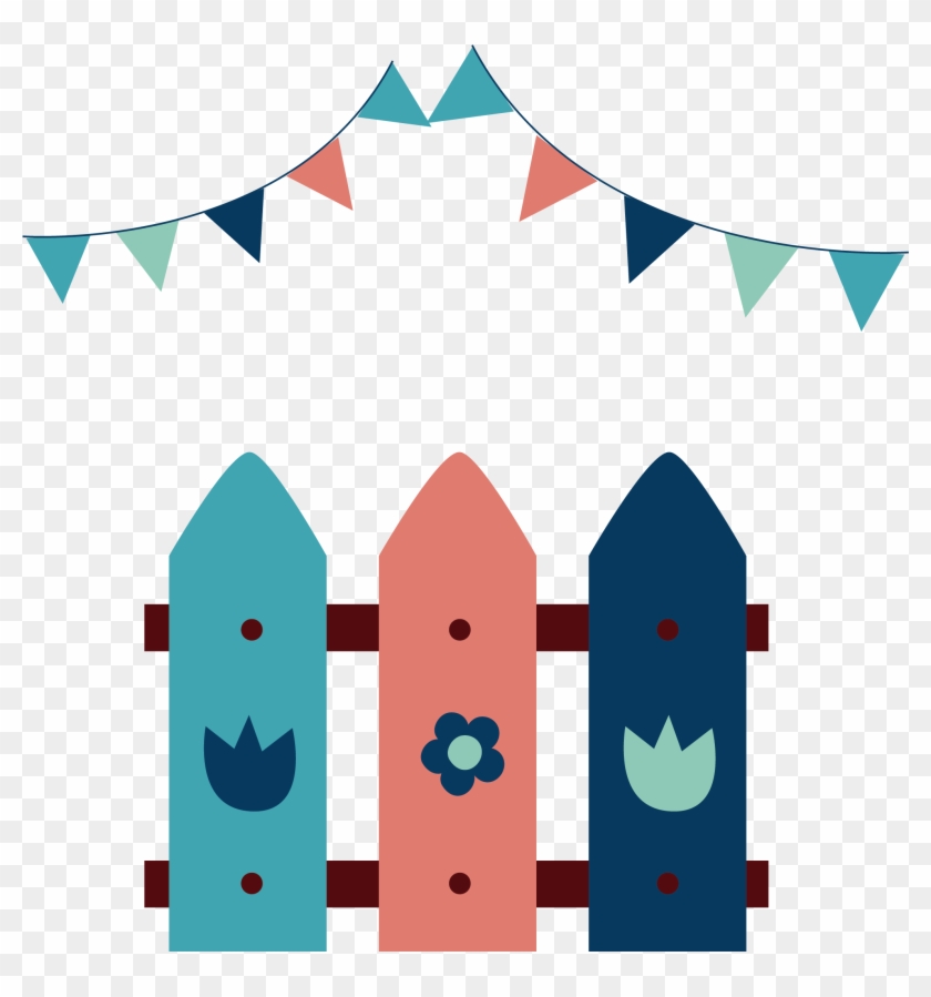 Cartoon Fence With Colored Flags - Notebook Bullet Journal Dot-grid,graph,lined,blank #840875