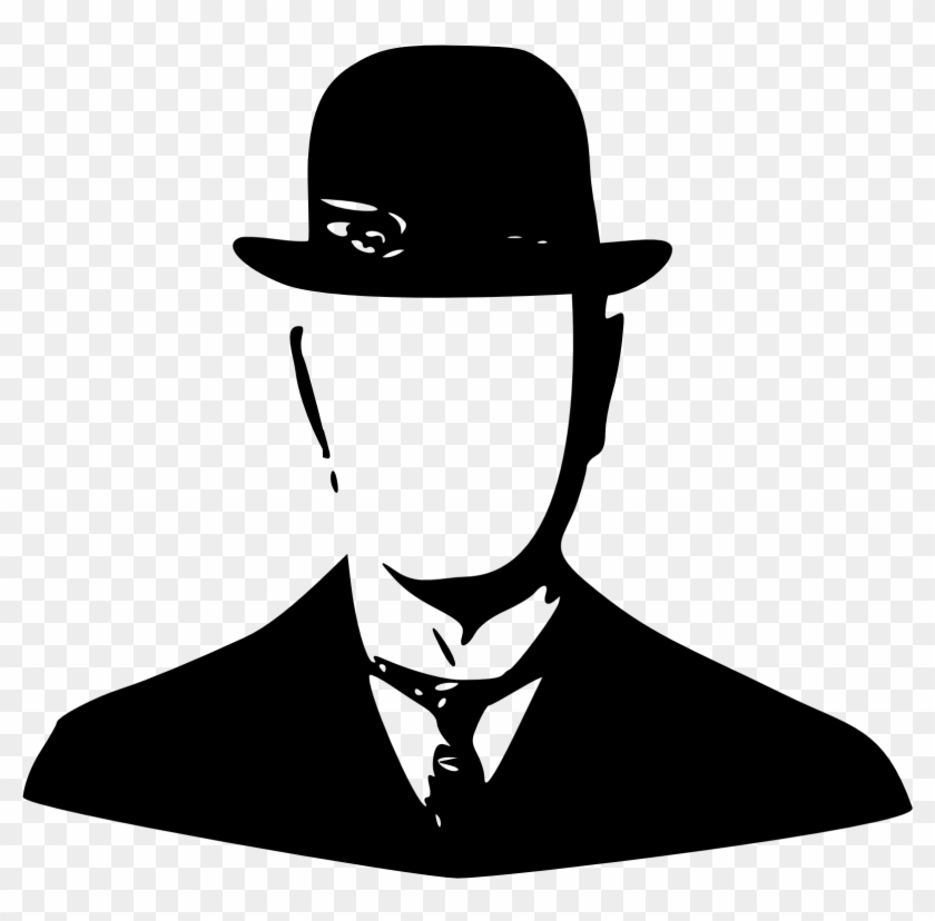 Magritte Bowler-hat Stencil Cutout Face - Anonymity #840894