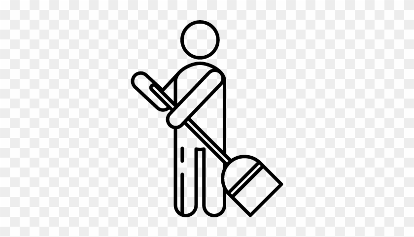 Man Sweeping Vector - Stickman Cleaning #841068